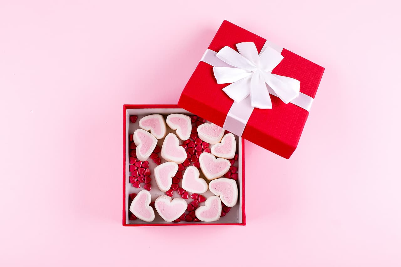 Gift box with candy sweet heart 