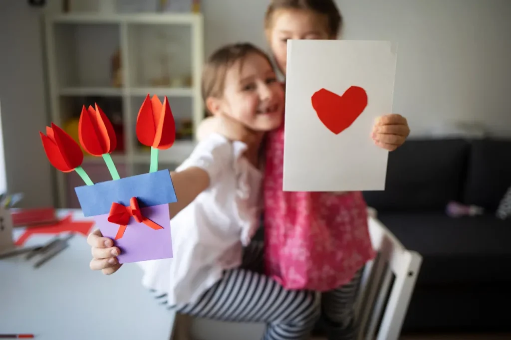 Kids Holding Sweethearts Candy Cards